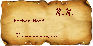 Macher Máté névjegykártya